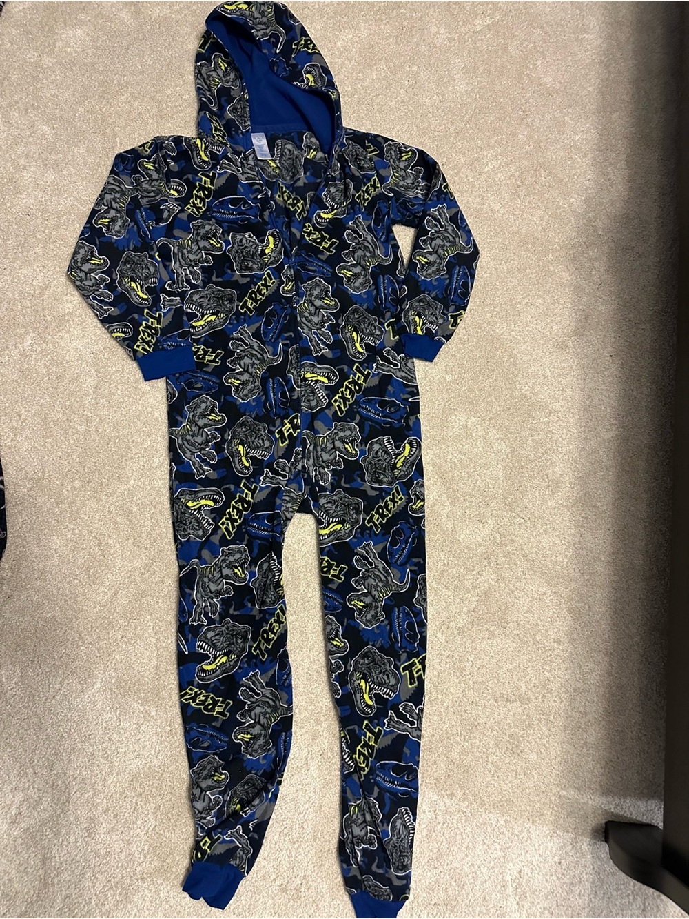 The Children's Place Blue Dinosaur Hooded One-Piece Footie
